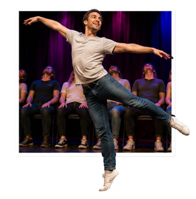 A volunteer performing ballet during the show